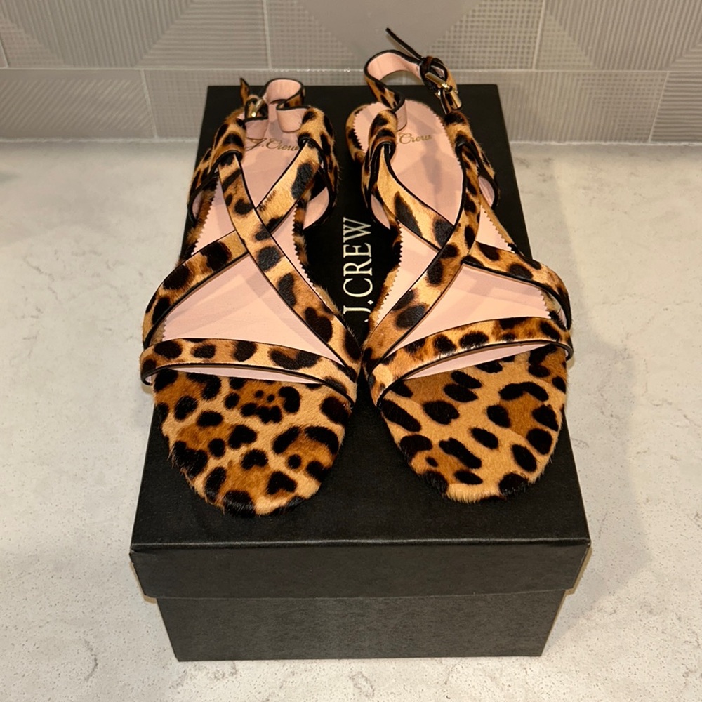 Jcrew strappy calf hair sandal